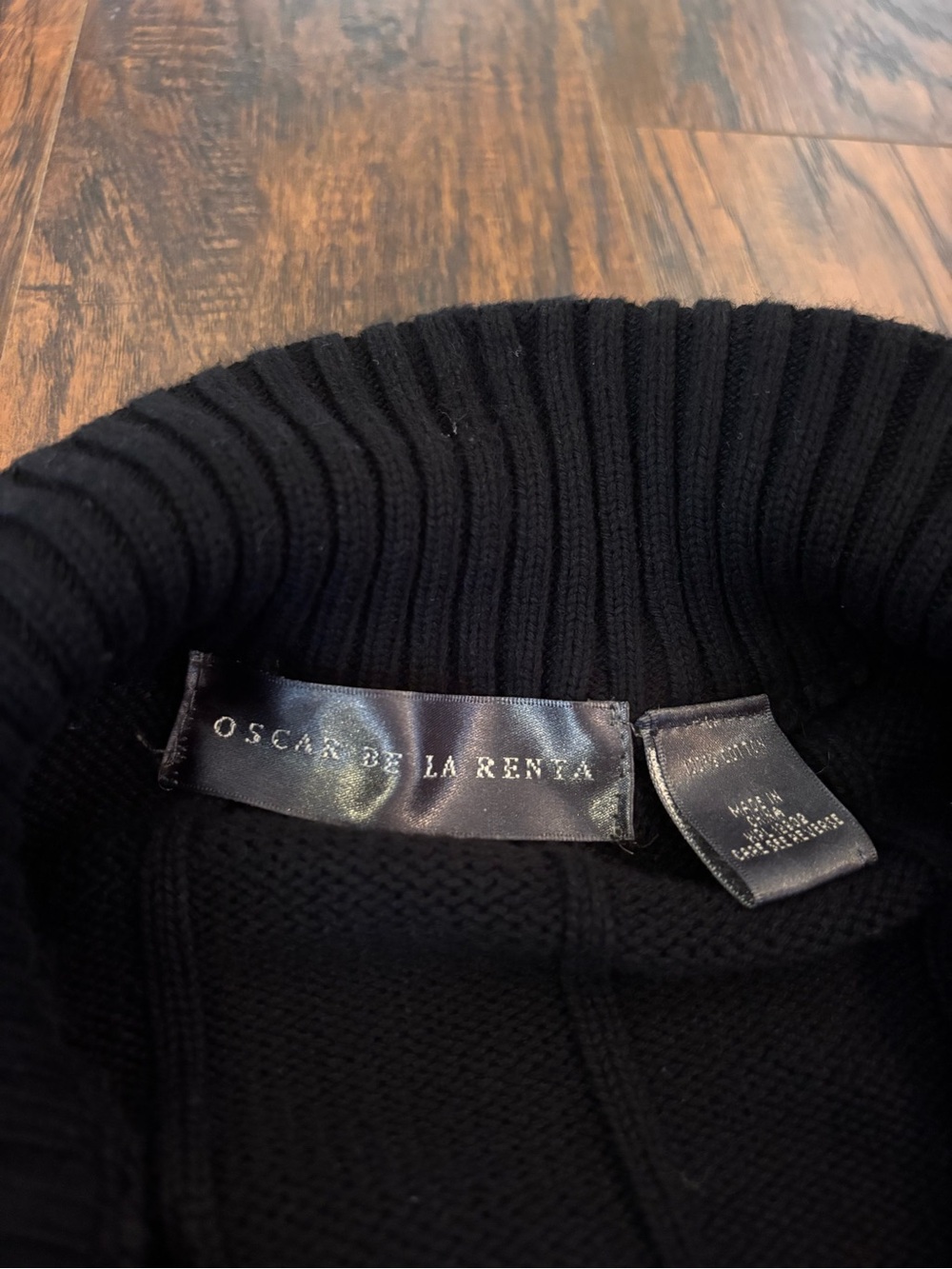 Oscar de la Renta Black Full-Zip Ribbed Knit Sweater 100% Cotton Academia Large - Picture 5 of 9